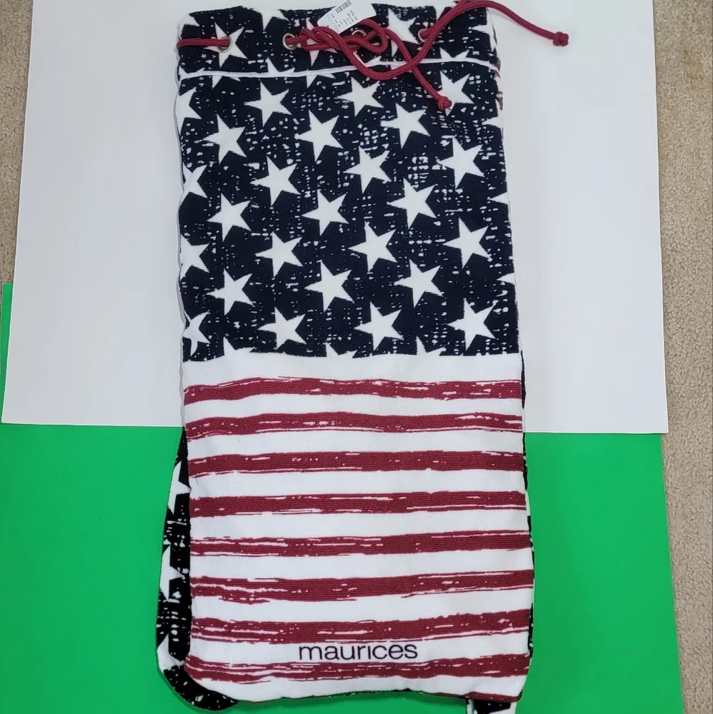 Maurices American flag beach towel bag.